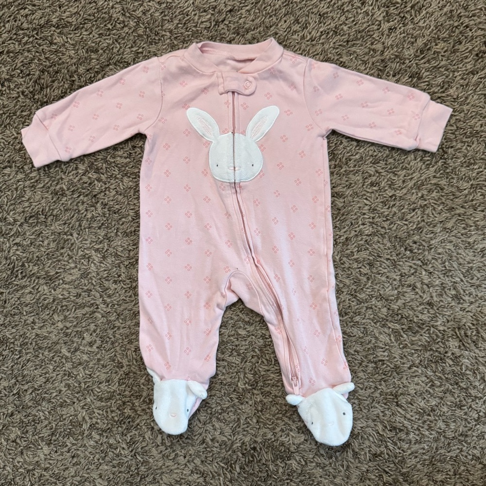 Carter's 3 Month Pink Bunny Footed Baby Onesie